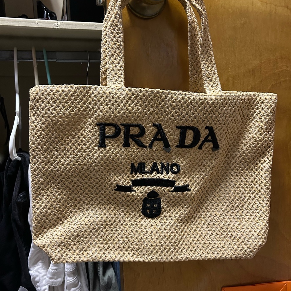 Tan Woven Tote Bag